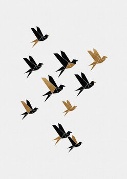 Canvastavla Origami Birds Collage II