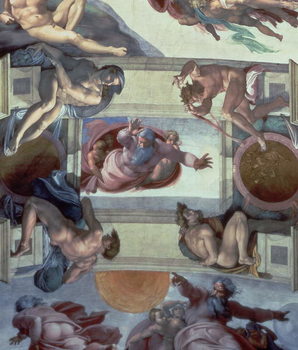 Canvastavla Sistine Chapel Ceiling (1508-12): The Separation of the Waters