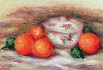 Canvastavla Still life with a covered dish and Oranges