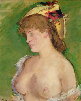Canvastavla The Blonde with Bare Breasts, 1878