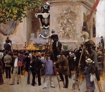 Canvastavla The Funeral of Victor Hugo  at the Arc de Triomphe