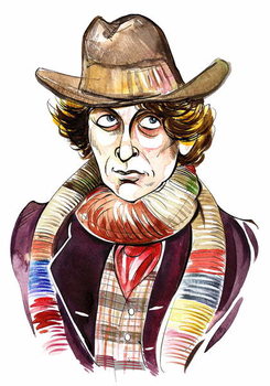 Canvastavla Tom Baker as Doctor Who in BBC television series of same name