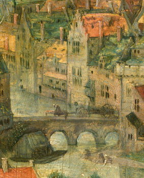 Canvastavla Town detail from Tower of Babel, 1563