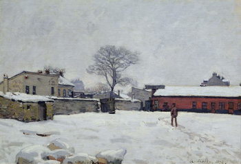 Canvastavla Under Snow: the farmyard at Marly-le-Roi, 1876