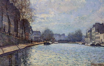 Canvastavla View of the Canal Saint-Martin, Paris, 1870
