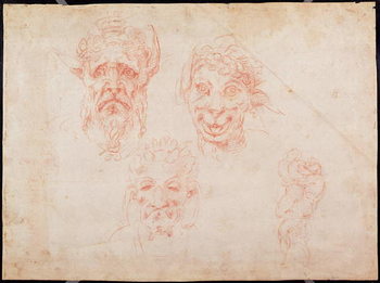 Canvastavla W.33 Sketches of satyrs' faces