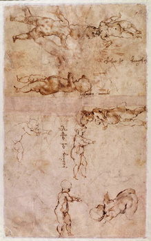 Canvastavla W.4v Page of sketches of babies or cherubs