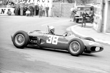 Canvastavla Lorenzo Bandini in a sharknose ferrari, 1962