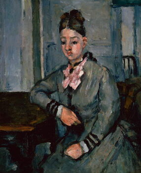 Canvastavla Madame Cezanne Leaning on a Table, c.1873