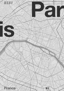 Canvastavla Paris Minimal Map