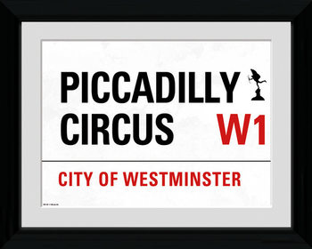 London - Piccadilly Circus Street Sign gerahmte Poster