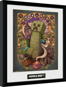 Gerahmte Poster Minecraft - Creeper Nouveau