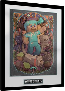 Gerahmte Poster Minecraft - Steve Nouveau