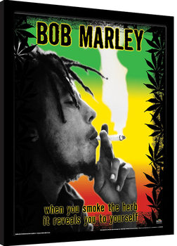 Indrammet plakat Bob Marley - Herb
