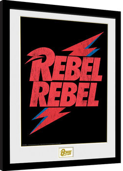 Indrammet plakat David Bowie - Rebel Rebel Logo