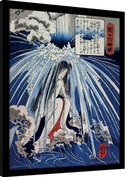 Indrammet plakat Kuniyoshi - Tonosawa Waterfall