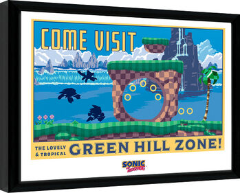 Indrammet plakat Sonic - Green Hill Zone