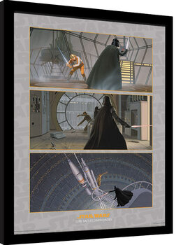 Indrammet plakat Star Wars - Luke Battles Darth Vader