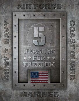 Metallschild 5 Reasons for Freedom