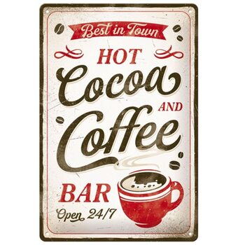 Metallschild Hot Cocoa and Coffee