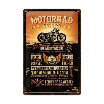 Metallschild Motorrad-Gesezte