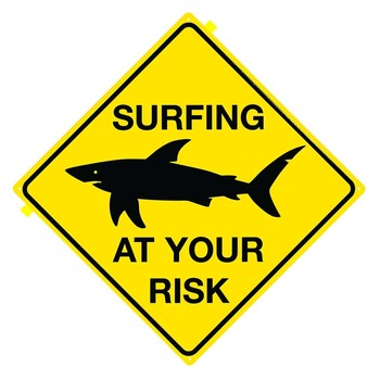 Metallschild Shark - Surfing at your risk