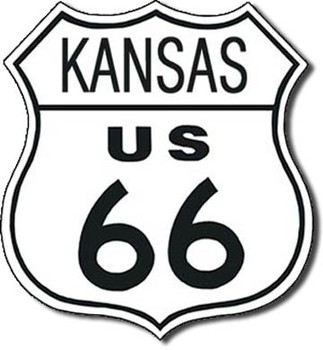 Metallschild US 66 - kansas