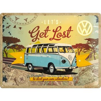 Metallschild Volkswagen VW - T1 - Let's Get Lost