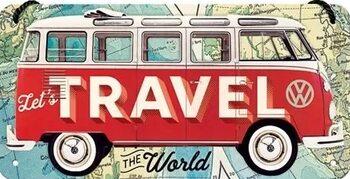 Blechschild Volkswagen VW - T1  -Travel the world