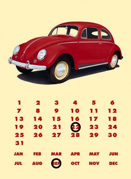 Metallschild VW BEETLE CALENDAR