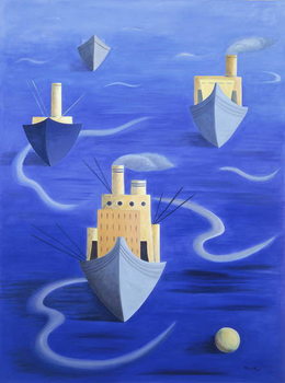 Quadro su tela Boats in Harbour, 1994