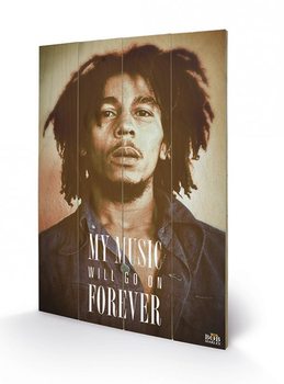 Bild auf Holz Bob Marley - Music Forever
