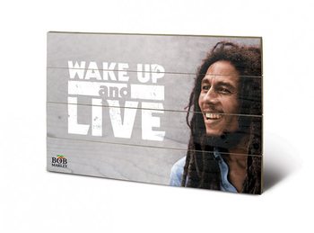 Bild auf Holz Bob Marley - Wake Up & Live