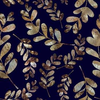 Samolepka branches and leaves with golden texture