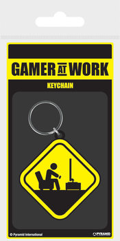 Gamer At Work - Caution Sign Breloc