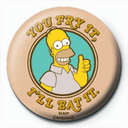 Button THE SIMPSONS - homer fry it