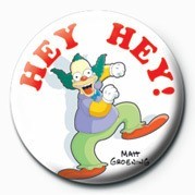 Button THE SIMPSONS - krusty hey, hey!