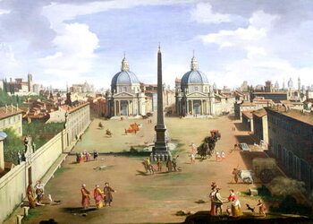 Print op canvas A View of the Piazza del Popolo in Rome