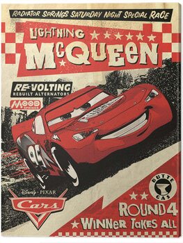 Print op canvas Cars - Lightning Mcqueen - Race