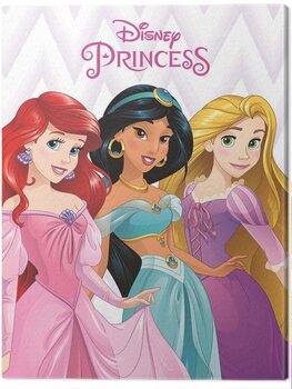 Print op canvas Disney Princess - Ariel, Jasmine and Rapunzel