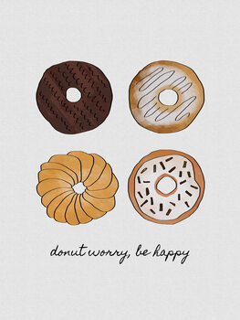 Print op canvas Donut Worry Be Happy