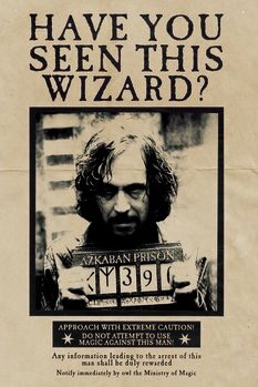 Print op canvas Harry Potter - Wanted Sirius Black
