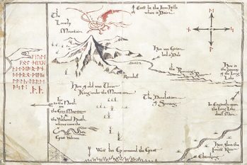 Print op canvas Hobbit - Map of The Unexpected Journey