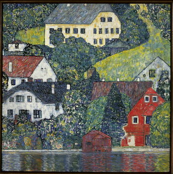 Print op canvas Houses at Unterach on the Attersee