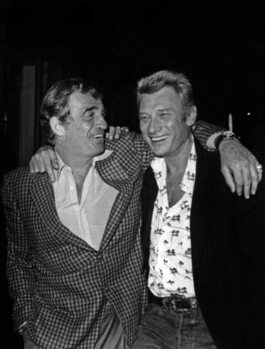 Print op canvas Jean Paul Belmondo and Johnny Hallyday at the King Club