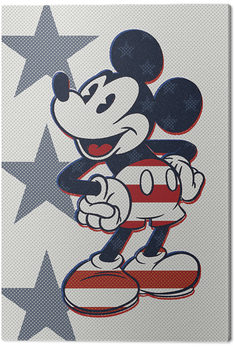 Print op canvas Mickey Mouse - Retro Stars n' Stripes