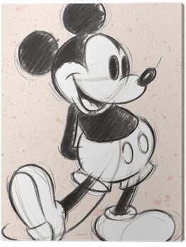 Print op canvas Mickey Mouse - Textured Sketch