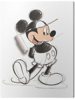 Print op canvas Mickey Mouse - Torn Sketch