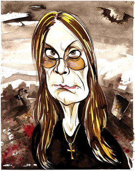 Print op canvas Ozzy Osbourne - colour caricature