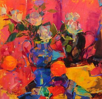 Canvas Print Blue and Rose